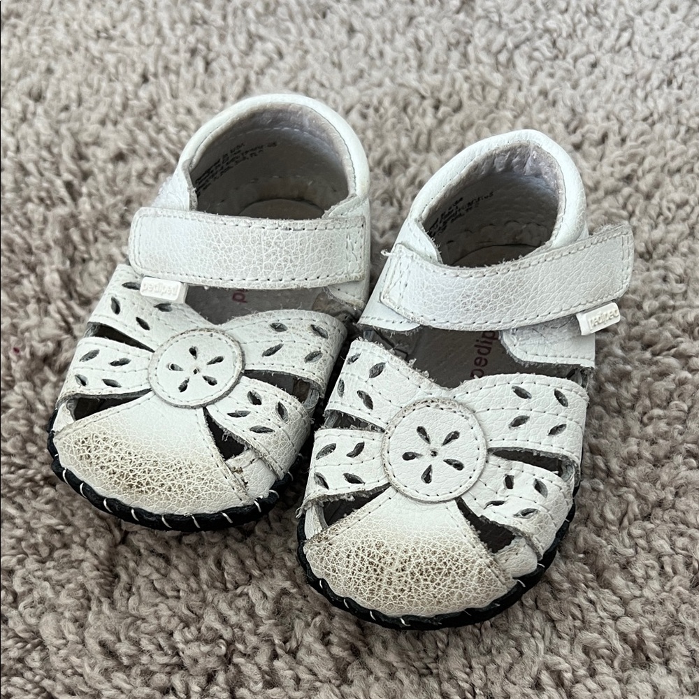 Pediped White Mary Jane Infant Baby Walker Sandals